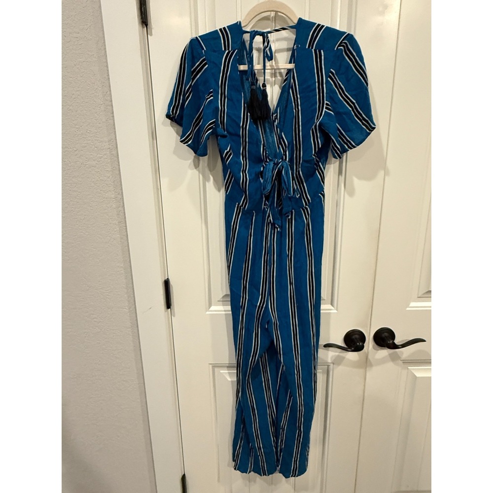 Band of Gypsies Blue & Black Striped Romper‎ Size Small – Stretch Waist